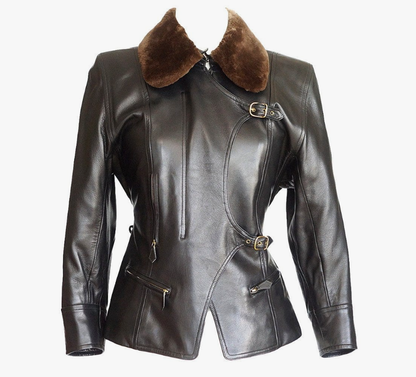 hermes leather biker combined wool jacket